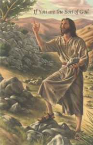 The Concordia Publishing House bulletin cover for The First Sunday in Lent uses artist Greg Copeland's fanciful depiction of the devil as an ordinary man.