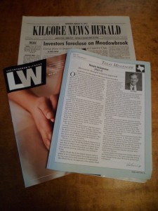 Kilgore's News Herald and the Texas District's Texas Messenger supplement to the LCMS's Luteran Witness are two of the various media that sometimes include news about Pilgrim Lutheran Church.