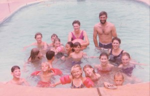 Pastor Piepkorn and others mark the last day of a Vacation Bible School in the early 1980s with a pool party at the O’Neal’s home. Some of the children pictured are still members of Pilgrim today, some even with their own children now.